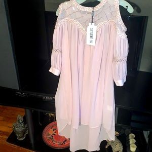 Stylewe Mooerkerr sheer polyester beaded S dress NWT longest length 41